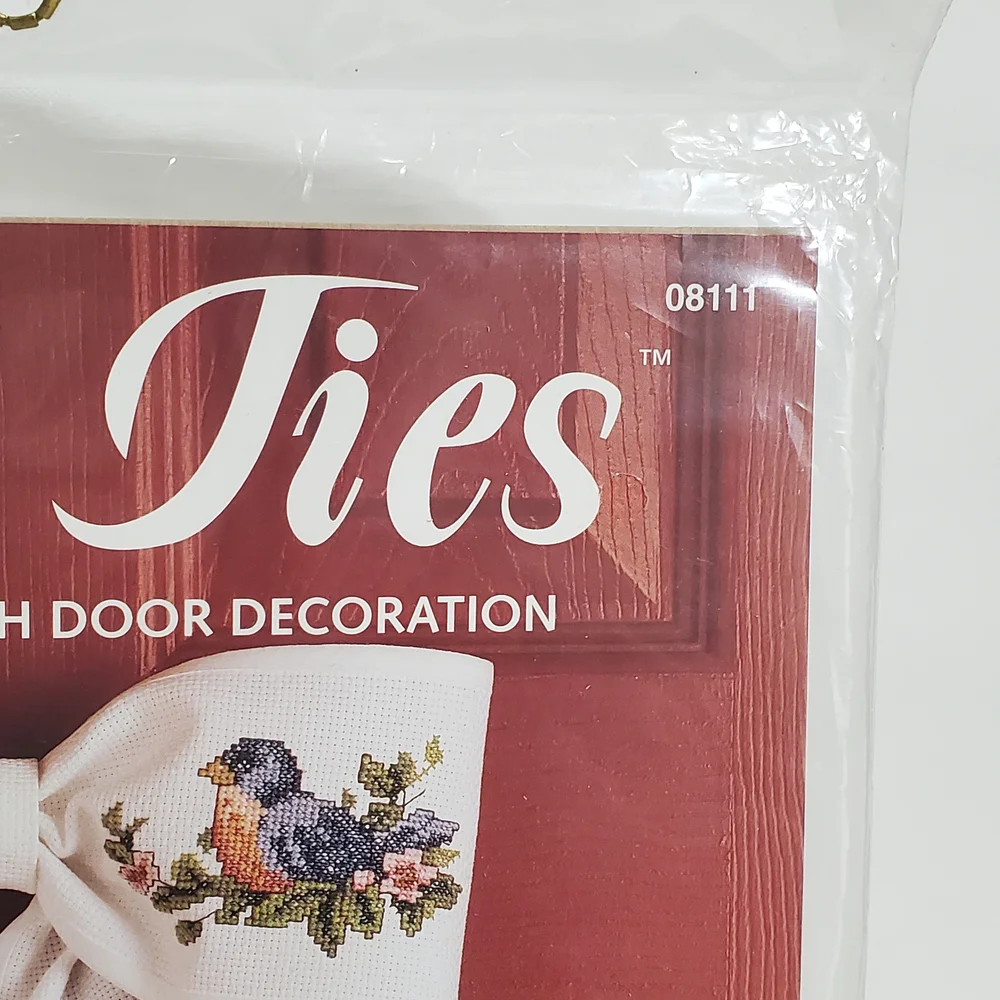 Bow Ties Cross Stitch Door Decoration Kit with Birdhouses Floral Design #08111 - Picture 3 of 5
